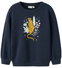 Name It Sweatshirt - NmfValona - Marinblå Blazer/Cheetah