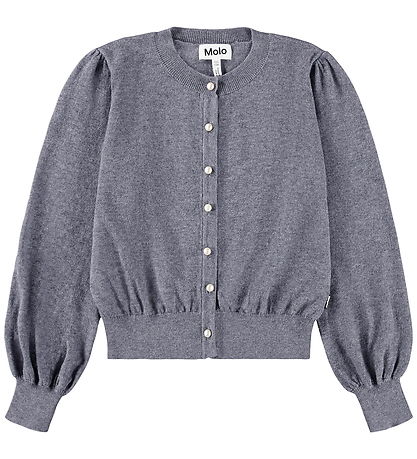 Molo Cardigan - Stickad - Ull/Bomull - Guinevere - Grey Melange