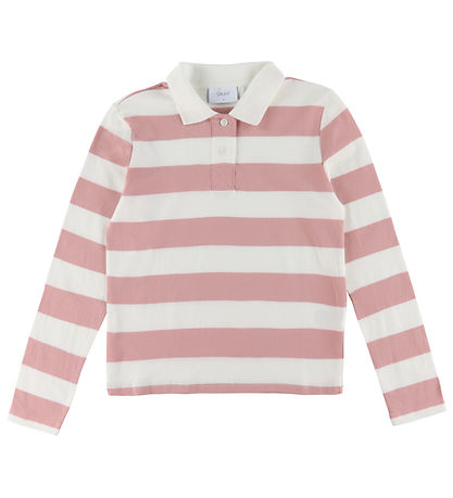 Grunt Polo shirt - GrAnte - Dusty Rose/White Striped