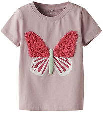 Name It T-shirt - NmfLofla - Polerad Lilac m. Fjäril
