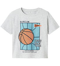 Name It T-shirt - NmmKeith - Ljustgråmelerad m. Tryck