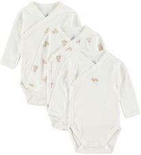 Petit Bateau Omlottbody l/ä - 3-pack - Vit