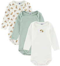 Petit Bateau Body l/ä - 3-pack - Vit/Grön