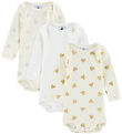 Petit Bateau Body l/ä - 3-pack - Vit m. Guld/Silver