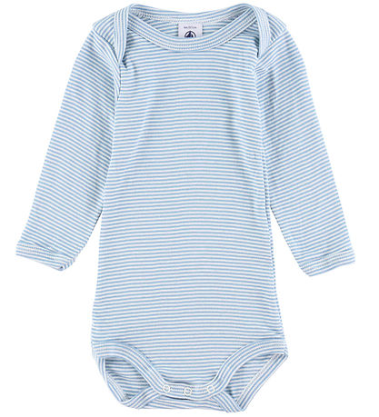 Petit Bateau Romper l/s - 3-pack - Blauw/Wit