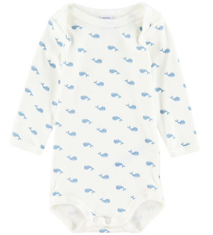 Petit Bateau Romper l/s - 3-pack - Blauw/Wit