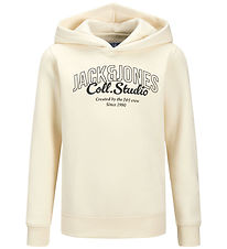 Jack & Jones Hoodie - JjMakoto - Antique White/BIG Tryck