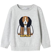 Name It Sweatshirt - NmmKamden - Ljustgråmelerad m. Tryck