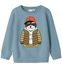 Name It Sweatshirt - NmmKamden - Dusty Blue m. Tryck