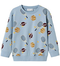 Name It Sweatshirt - NmmKeaton - Dusty Blue m. Tryck