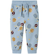 Name It Sweatpants - NmmKeaton - Dusty Blue m. Tryck