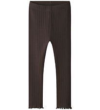 Name It Leggings - Rib - NmfLalla - Seal Brown m. Hålmönster