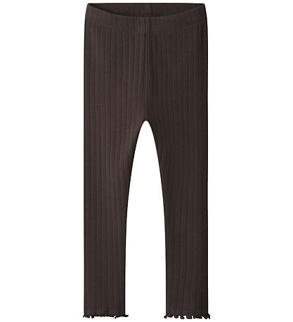 Name It Leggings - Rib - NmfLalla - Seal Brown w. Pointelle