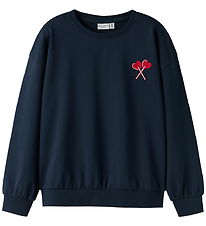 Name It Sweatshirt - NkfVanita - Marinblå Blazer/Två Hearts