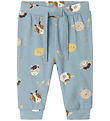 Name It Trousers - NbmLarm - Dusty Blue w. Print