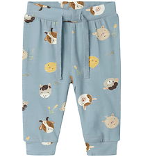 Name It Byxor - NbmLarm - Dusty Blue m. Tryck