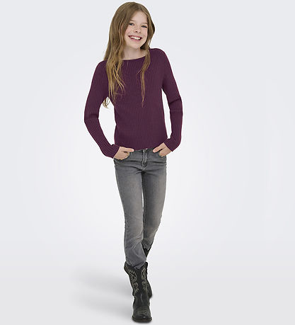 Kids Only Blouse - Knitted - Rib - KogIbi - Mauve Wine/Solid