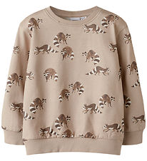 Name It Sweatshirt - NmmKeonel - Helt enkelt Taupe m. Tryck