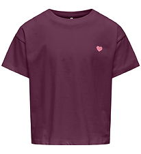 Kids Only T-shirt -KogMaiken - Mauve Wine/Heart Packing/Sea Pink