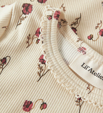 Lil' Atelier Blouse - Rib - NmfLavo - Turtledove w. Flowers