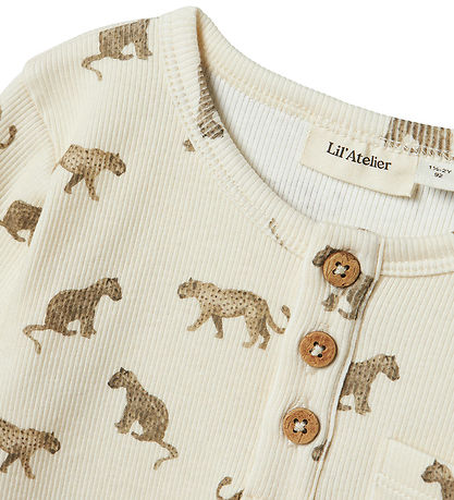 Lil' Atelier Blouse - Rib - NmmLavo - Turtledove w. Print