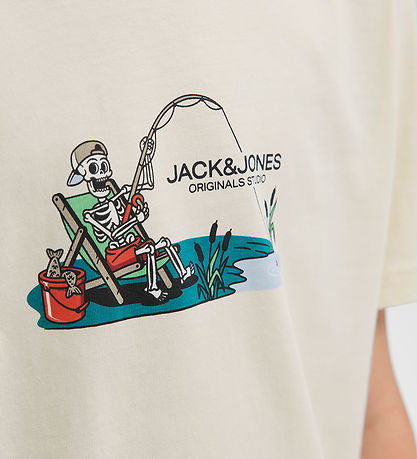 Jack & Jones T-shirt - JorSkull - Nature/Antique White w. Print