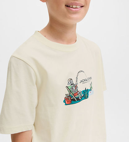 Jack & Jones T-shirt - JorSkull - Nature/Antique White w. Print