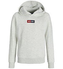 Jack & Jones Hoodie - JjPan - White Melange m. Logo