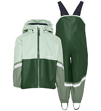 Didriksons Rainwear w. Suspenders - Waterman - PU - Pine Green