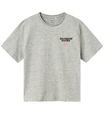 Name It T-shirt - NkfLonnie - Light Grey Melange w. Print