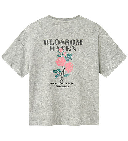 Name It T-shirt - NkfLonnie - Light Grey Melange w. Print