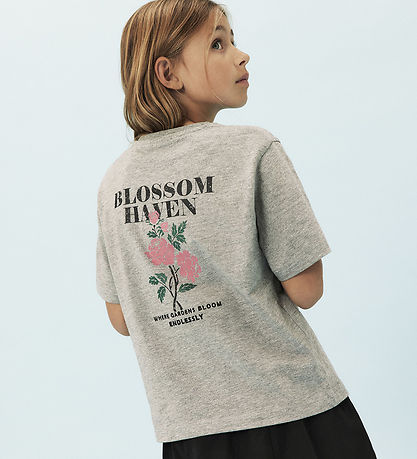 Name It T-shirt - NkfLonnie - Light Grey Melange w. Print