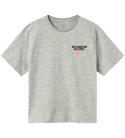 Name It T-shirt - NkfLonnie - Light Grey Melange w. Print