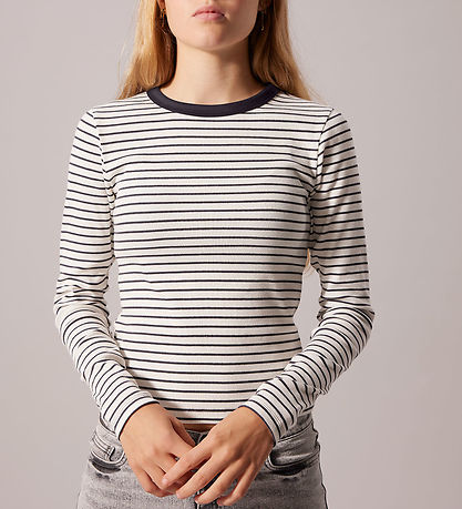 LMTD Blouse - Rib - Noos - NlfHinaja - Dark Grey Melange/White S