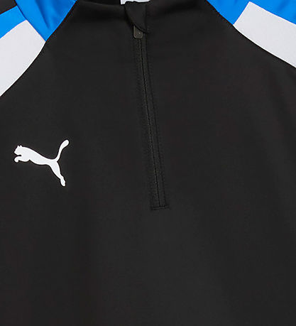 Puma Treningsskjorte m. Glidelås - Svart m. Blå/Hvit