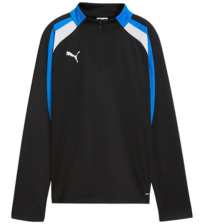 Puma Treningsskjorte m. Glidelås - Svart m. Blå/Hvit