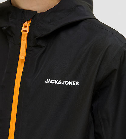 Jack & Jones Regnjakke - PE - JjefLynn - Svart/Dark Cheddar Zipp