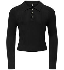 Kids Only Polo - Rib - Knitted - KogMila - Black/Gold Button