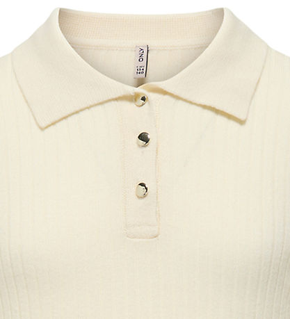 Kids Only Polo - Rib - Knitted - KogMila - Birch/Gold Button