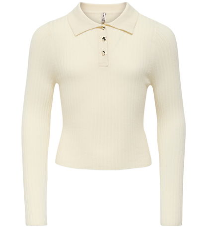 Kids Only Polo - Rib - Knitted - KogMila - Birch/Gold Button