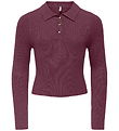 Kids Only Polo - Rib - Knitted - KogMila - Mauve Wine/Gold Butto