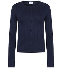 Grunt Cardigan - GrPrat - Marinblå m. Hålmönster
