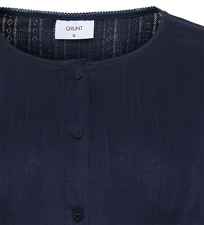 Grunt Cardigan - GrPrat - Marinblå m. Hålmönster