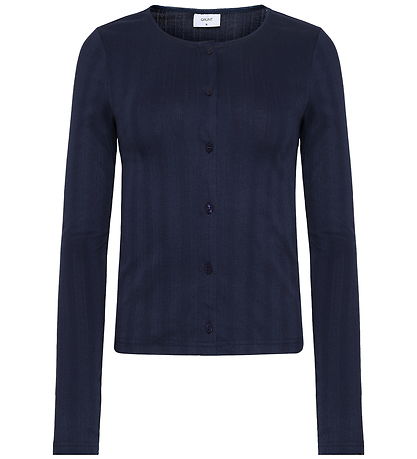 Grunt Cardigan - GrPrat - Marinblå m. Hålmönster