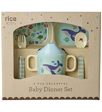 Rice Bestek-Set - Melamine - 4 Onderdelen - Blauw Ocean Print