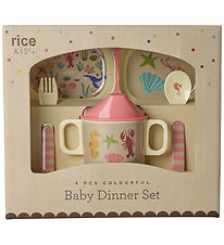 Rice Bestek-Set - Melamine - 4 Onderdelen - Koraal Ocean Print