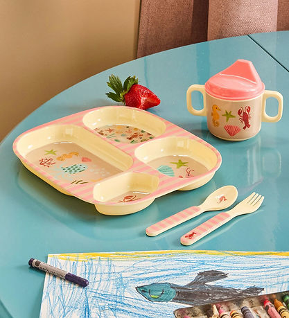 Set de Vaisselle Rice - Mélamine - 4 Parties - Corail Ocean Impr