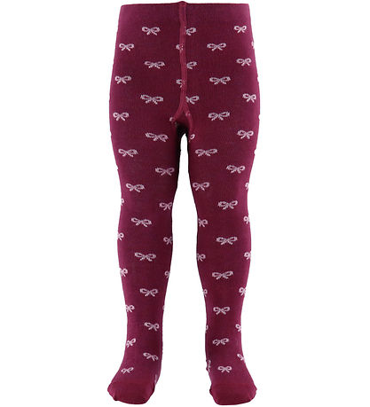 Fuzzies Strumpfhosen - Burgund/Rosa m. Schleifen