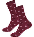 Fuzzies Strømper - 2-pak - Bordeaux/Rosa m. Sløjfer