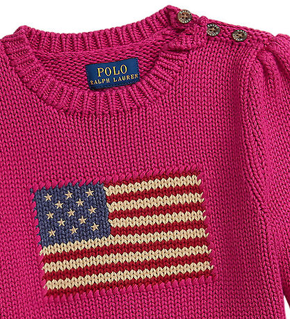 Polo Ralph Lauren Blússa - Prjónað - Preppy Bleikt M. Fáni